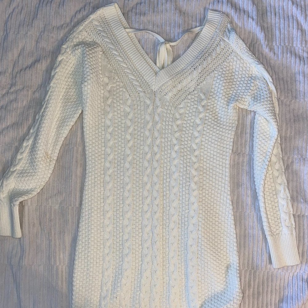 Tie-Back Long Sleeve Cable Knit Sweater Dress (BRAND NEW, NEVER WORN, WITH TAGS)